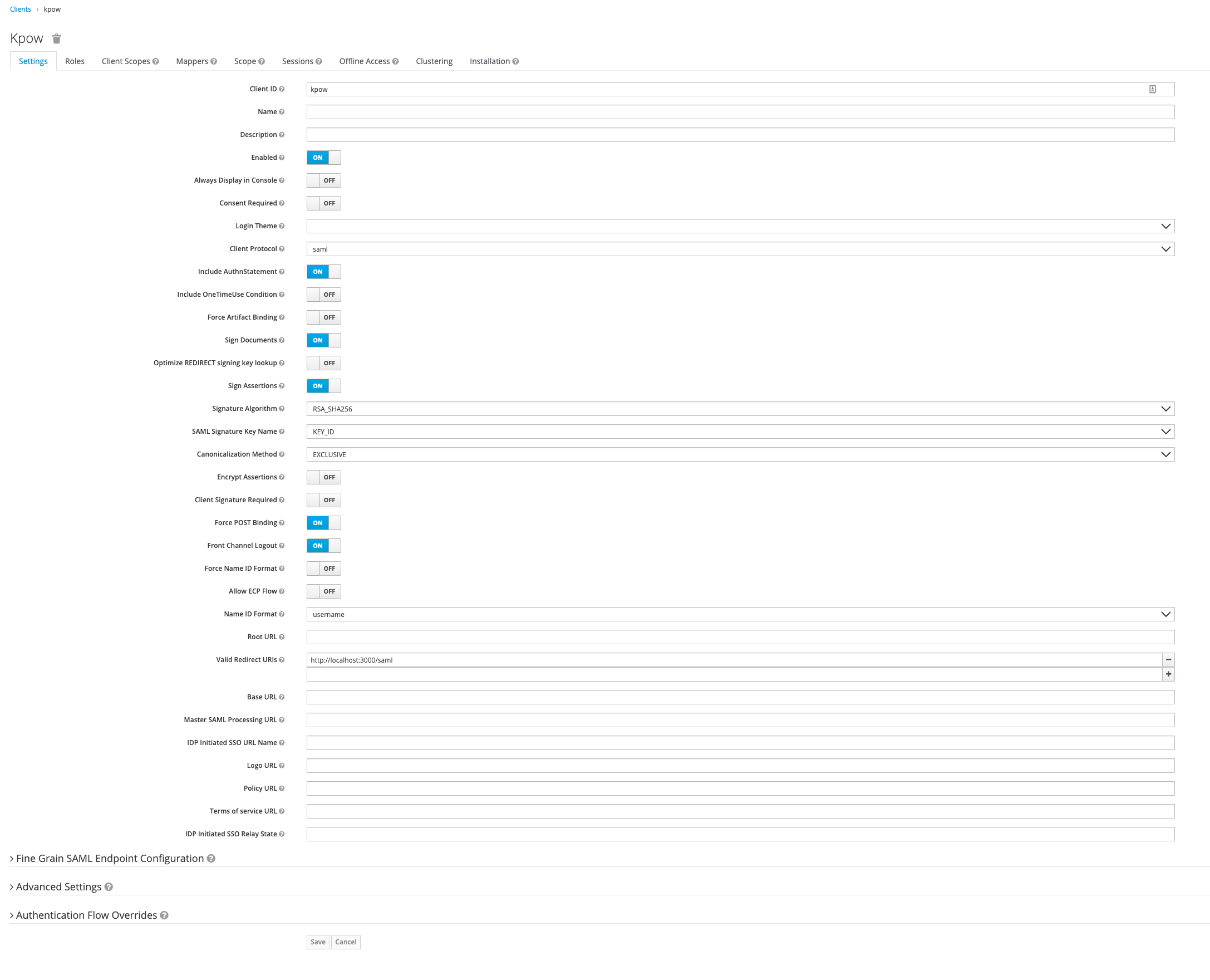 Keycloak | SAML | Flex | Factor House Docs