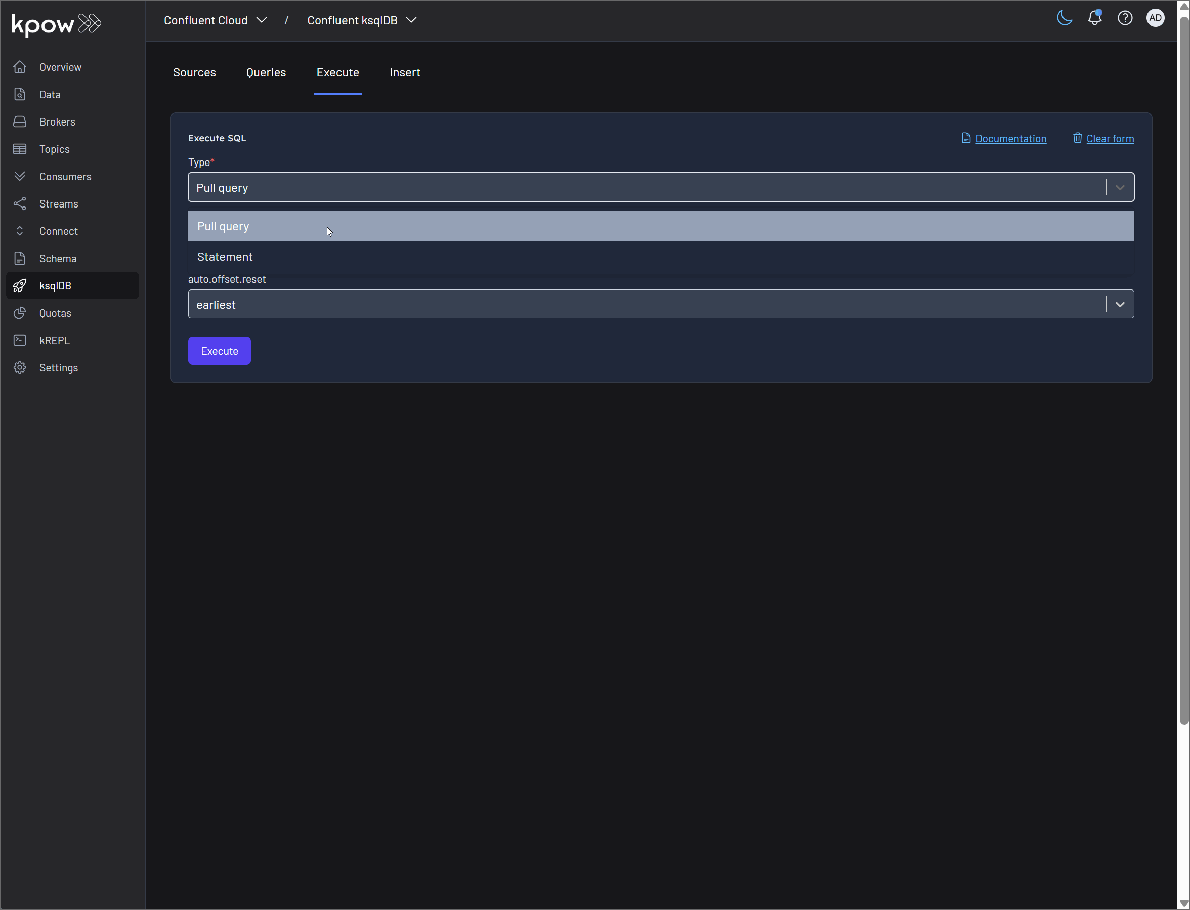 ksqldb sql execution
