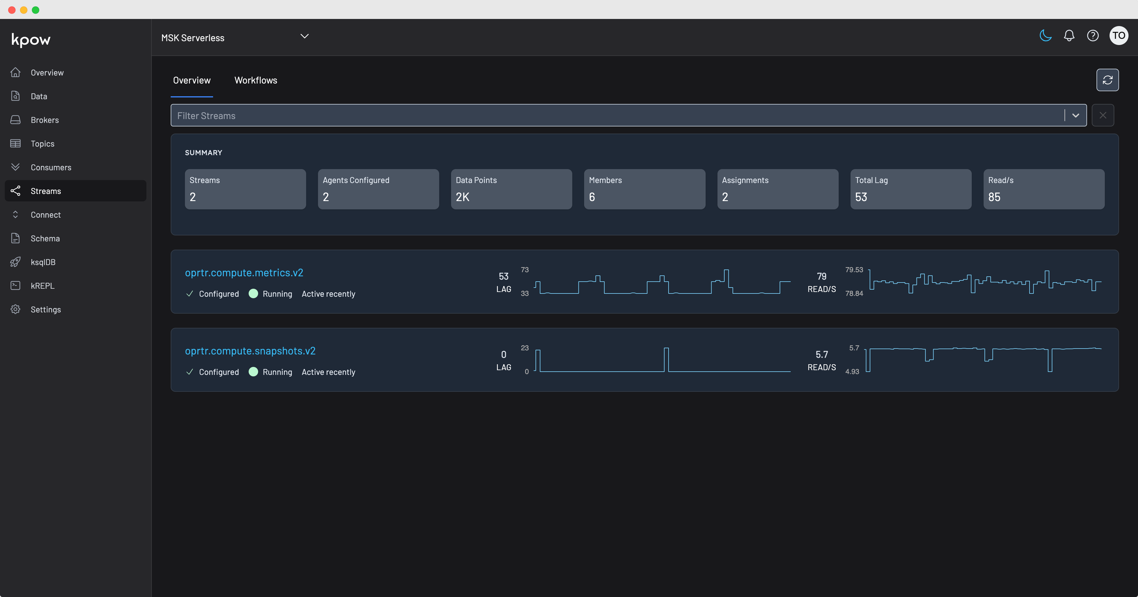 The Kpow Streams UI