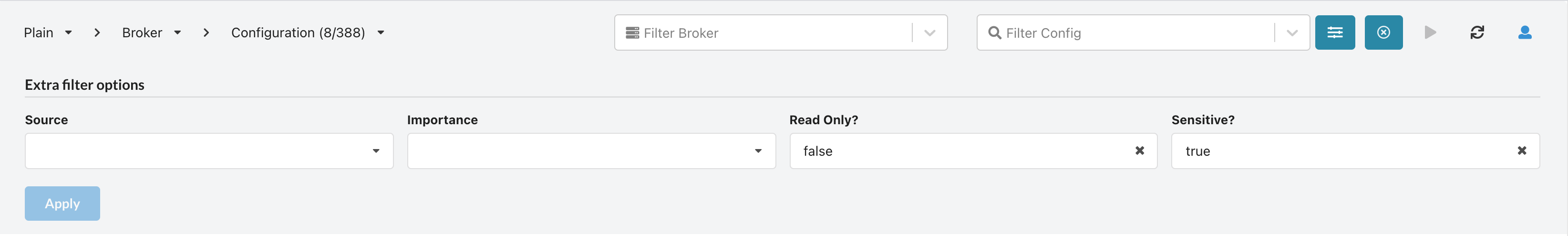 Filtering broker configuration