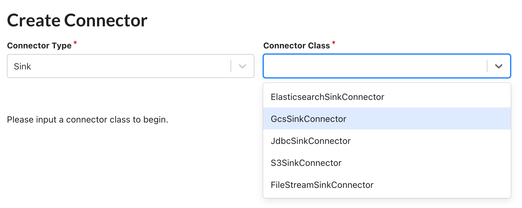 Selecting a connector class