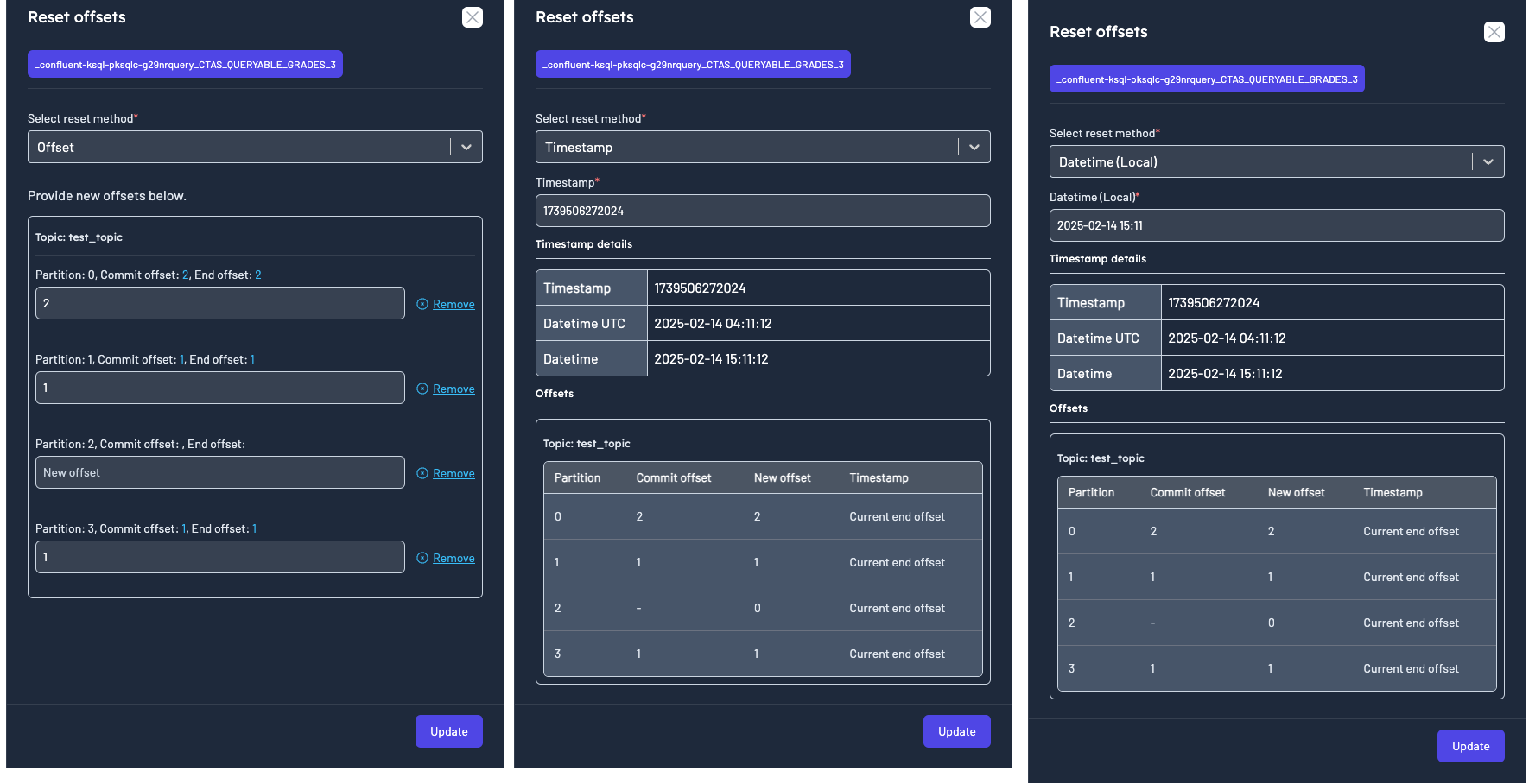 Resetting offsets by value