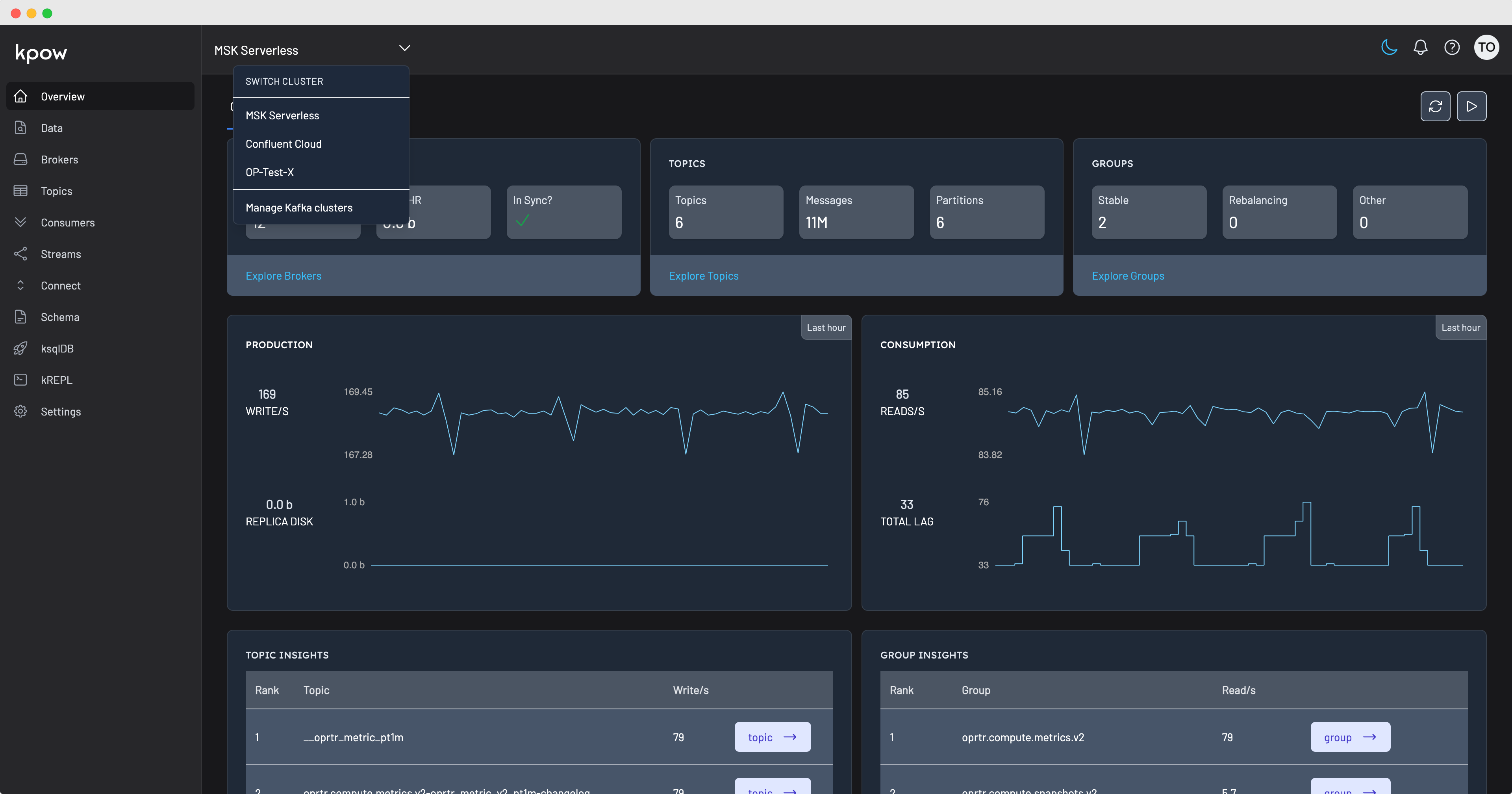 Kpow Switch Clusters UI