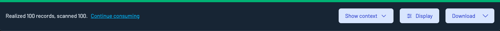 The query result toolbar